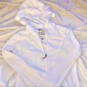 NWOT VS WHITE TERRY CLOTH ZIP HOODIE Size Small